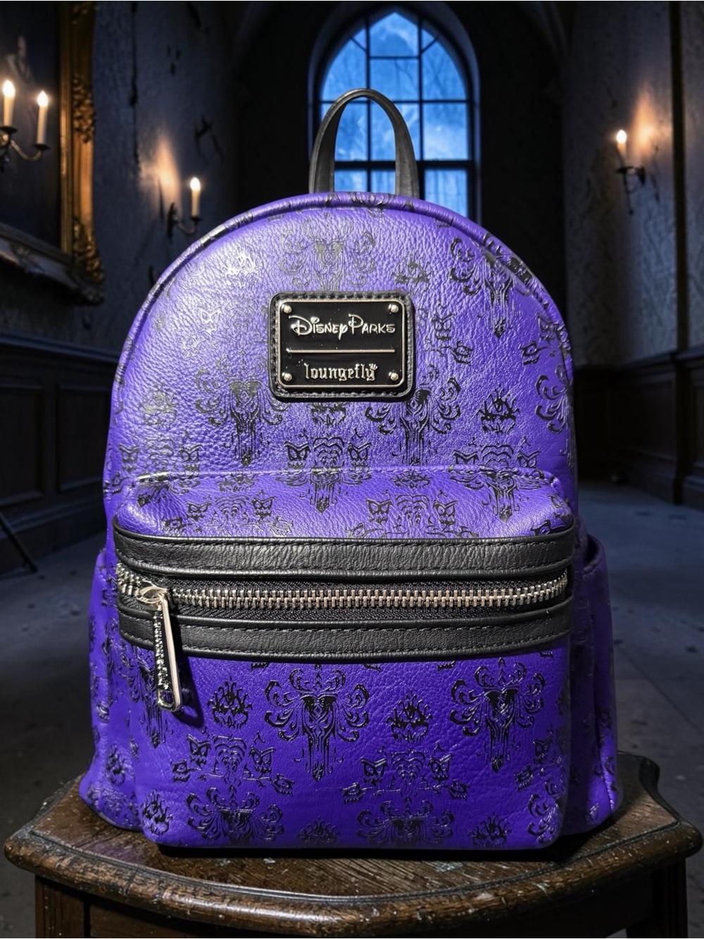 Loungefly Purple Haunted Mansion Mini Backpack with Black Trim